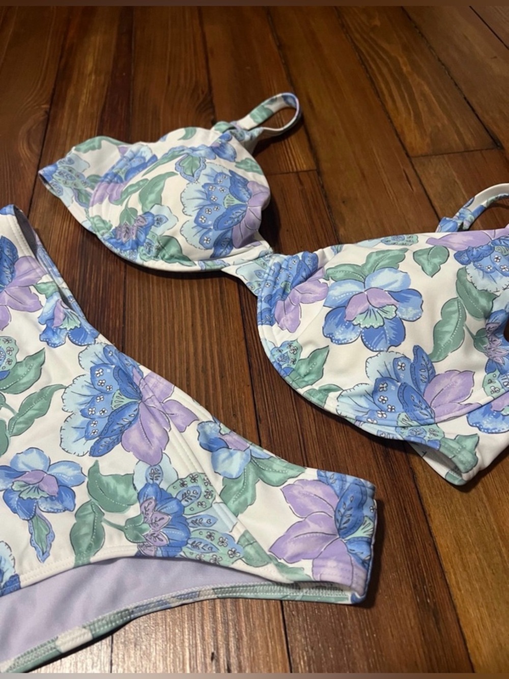 Floral Two-Piece Bikini Set in Lavender and Mint